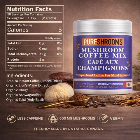 Superfood Mushroom Coffee for Protein Shakes & Smoothies