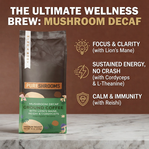 Swiss Water Decaf Mushroom Ground Coffee